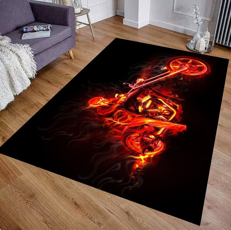 Bikergod Motorcycle Biker Rug Home Floor Decor NACA82