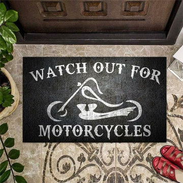 Bikergod Motorcycle Watch Out For Motorcycles Doormat NACA103
