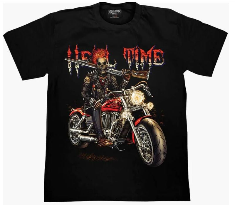 Bikergod Motorcycles Hell Time T-shirt Design 3D Full Printed Sizes S - 5XL - NADA250