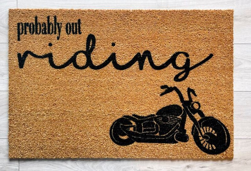Bikergod Motorcycle Probably Out Riding Doormat NACA73
