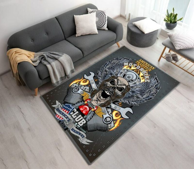 Bikergod Motorcycle American Tradition Motorbike Rug Home Floor Decor NADA163
