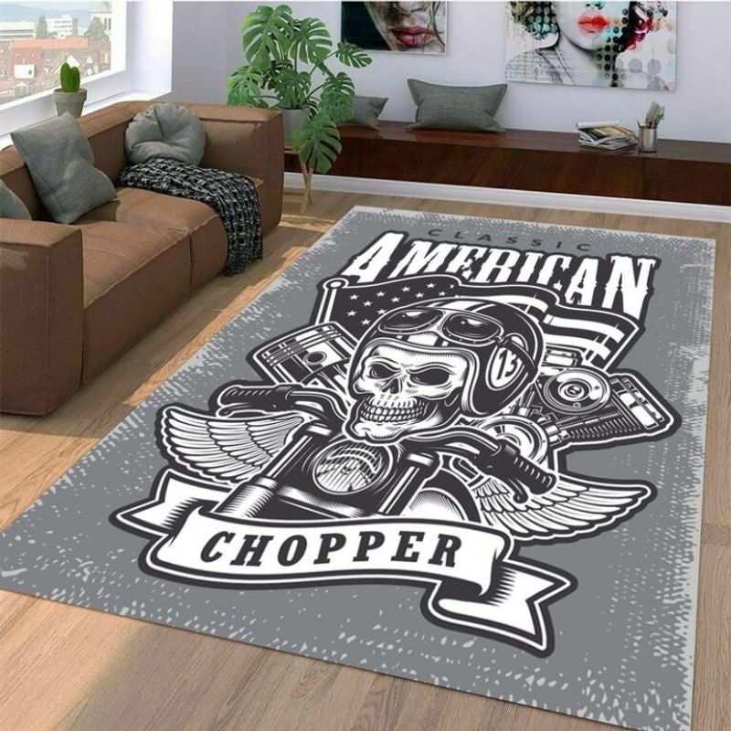 Bikergod Motorcycle Classic American Chopper Rug Home Floor Decor NADA159