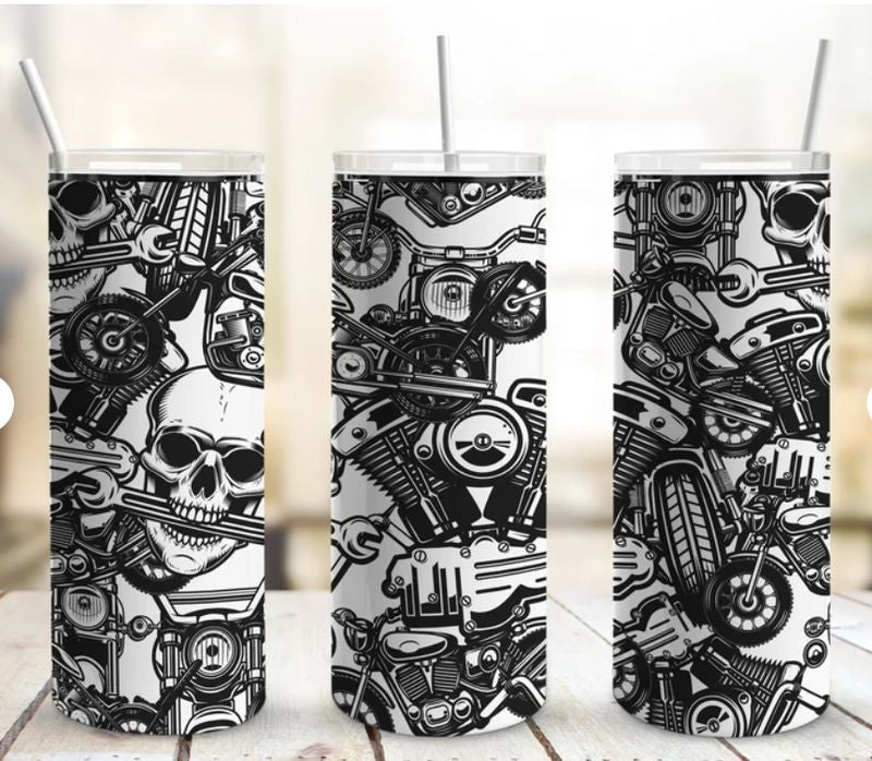 Bikergod Motorcycle Mechanic Stainless Steel 20 Oz Straight Cup- NACA05