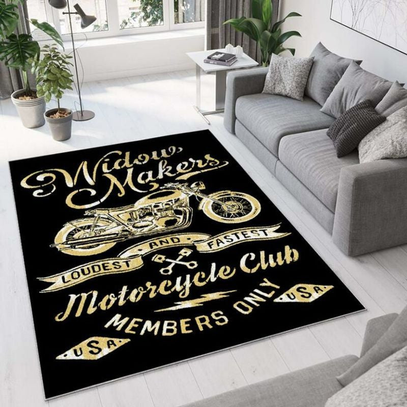 Bikergod Motorcycle Widow Makers Motorcycle Club Members Only Rug Home Floor Decor NADA162