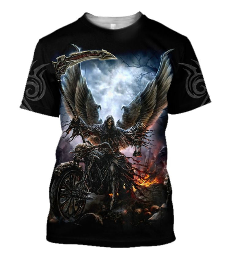 Bikergod Motorcycle Skull T-shirt Design 3D Full Printed Sizes S - 5XL - NABA228