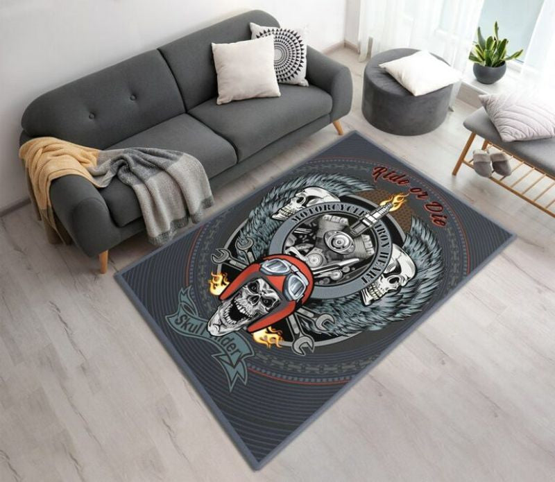 Bikergod Motorcycle Skull Rider Rug Home Floor Decor NADA160