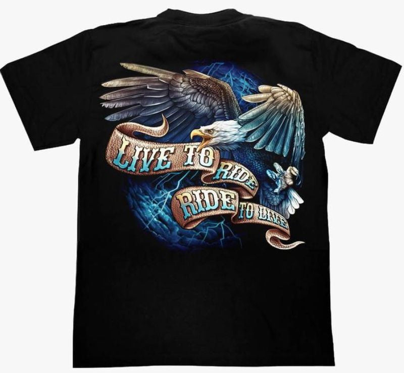 Bikergod Motorcycles Eagle Live To Ride T-shirt Design 3D Full Printed Sizes S - 5XL - NADA259