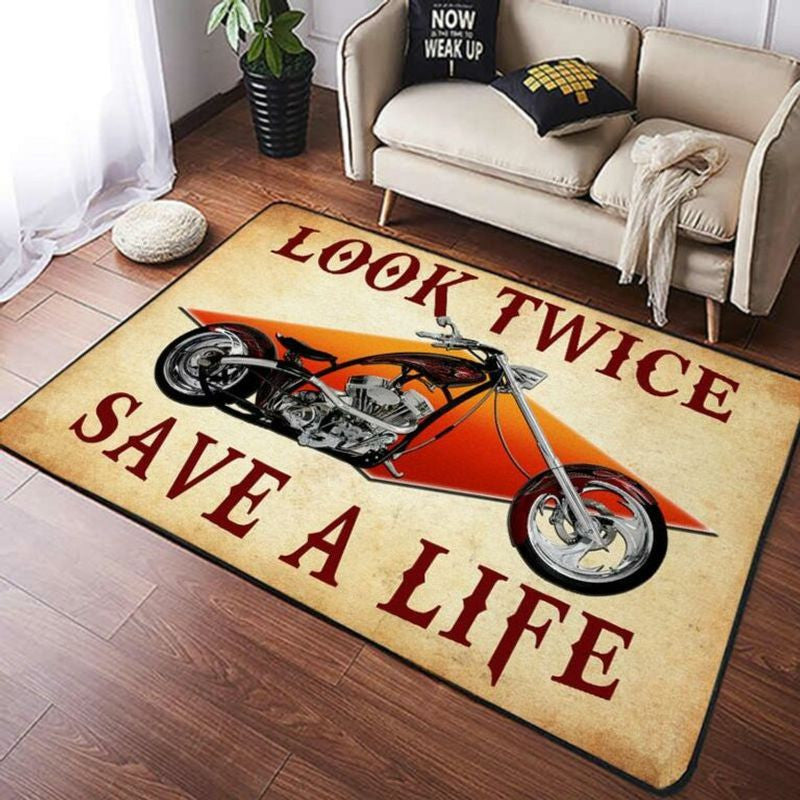 Bikergod Motorcycle Look Twice Save A Life Rug Home Floor Decor NADA155