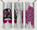 Bikergod Motorcycle Bike Hair Don't Care Hot Pink design Stainless Steel 20 Oz Straight Cup- NACA19