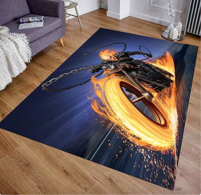 Bikergod Motorcycle Biker Rug Home Floor Decor NACA83
