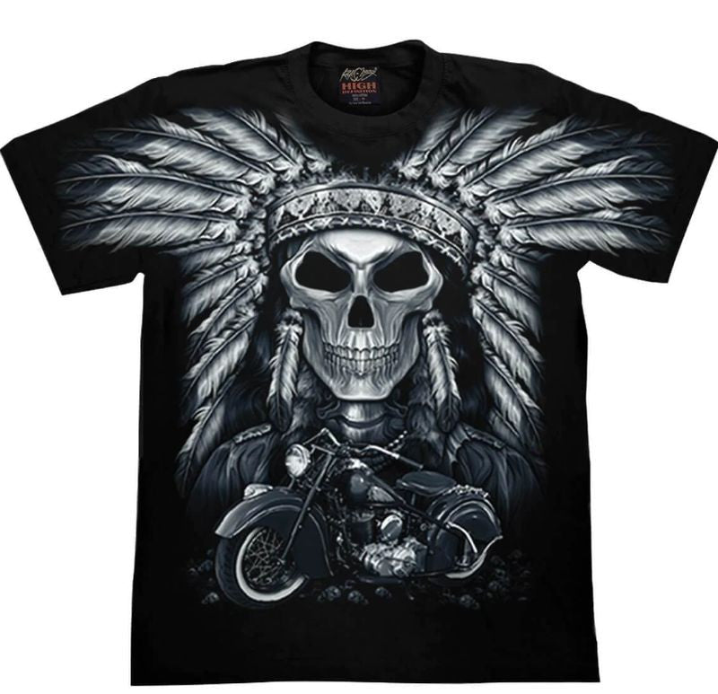Bikergod Motorcycles Skull Indian T-shirt Design 3D Full Printed Sizes S - 5XL - NADA260