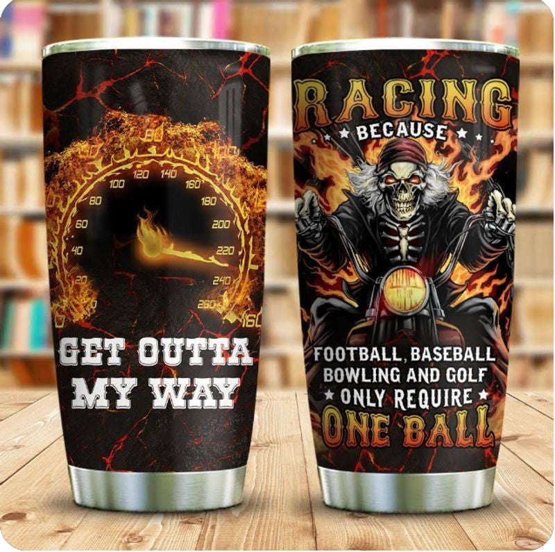 Bikergod Motorcycle Skull Biker Racing Speedometer Stainless Steel 20 Oz Tumbler- NAAL214