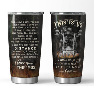 Bikergod Motorcycle Skull Couple When I Say I Love You Stainless Steel 20 Oz Tumbler- NAAL205