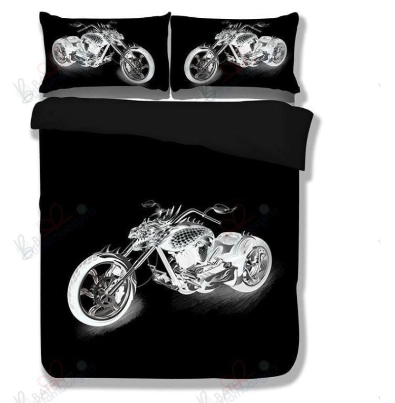 Bikergod Motorcycle Black Light Motorcycle Bedding Set Cover Design 3D - NAAH32