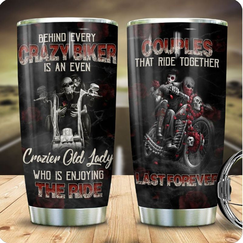 Bikergod Motorcycle Biker Couple Stainless Steel 20 Oz Tumbler- NAAL213
