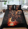 Bikergod Motorcycle Skull Flame Bedding Set Cover Design 3D - NAAH49
