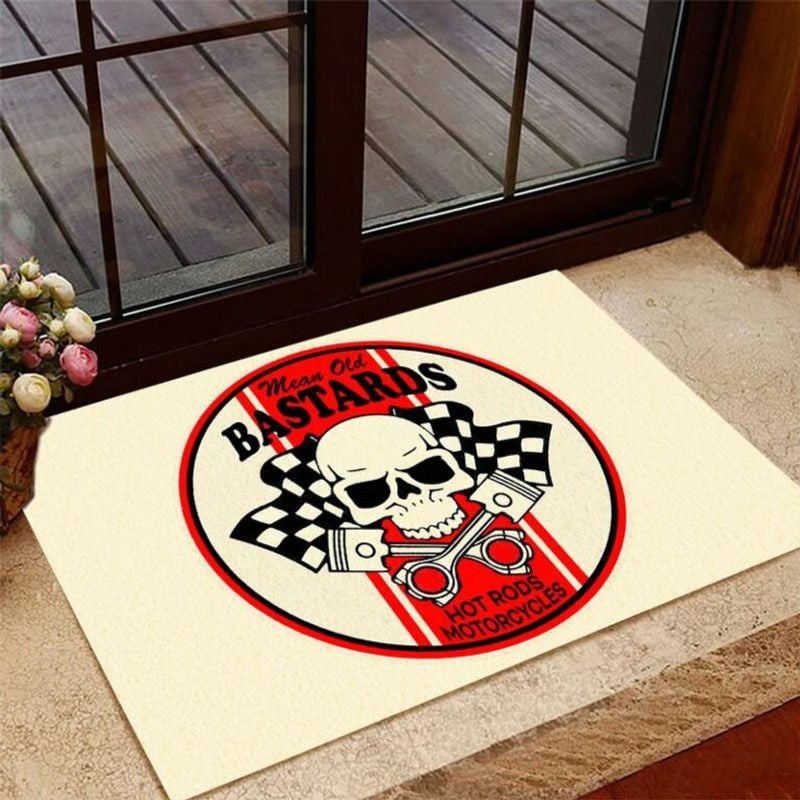 Bikergod Motorcycle Mean Old Bastards Hot Rods Motorcycles Doormat NACA102