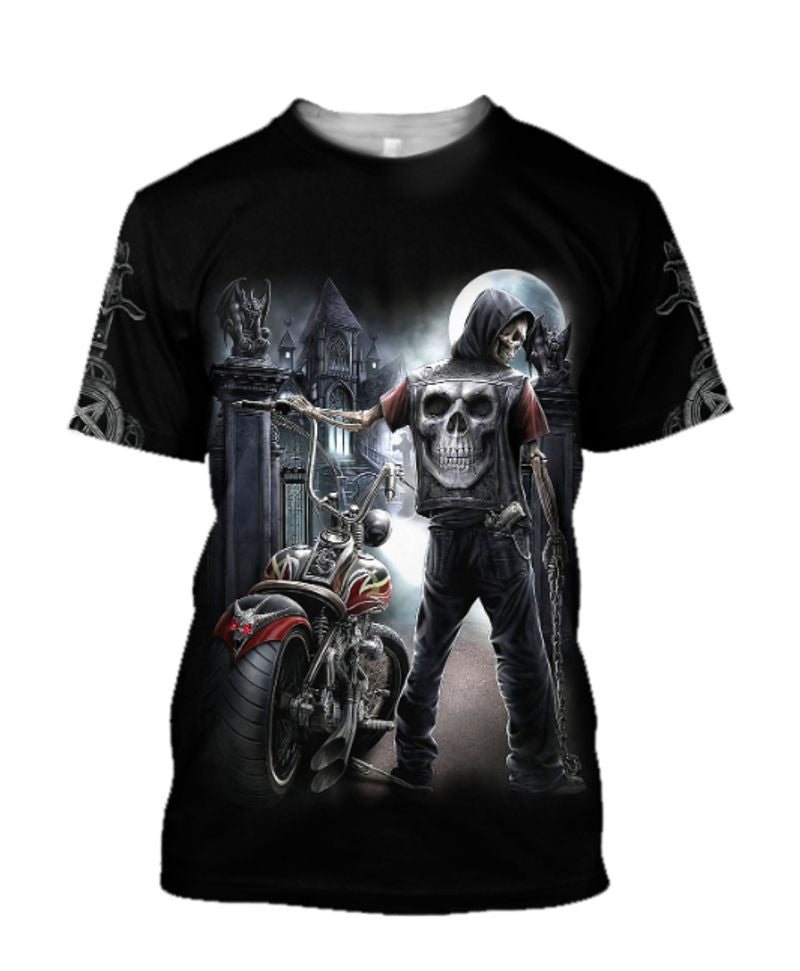 Bikergod Motorcycle Ride or die Skull T-shirt Design 3D Full Printed Sizes S - 5XL - NABA225