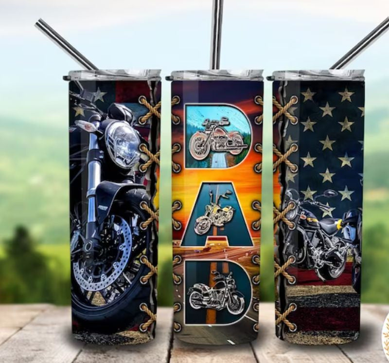 Bikergod Motorcycle Biker Dad Stainless Steel 20 Oz Straight Cup- NACA34