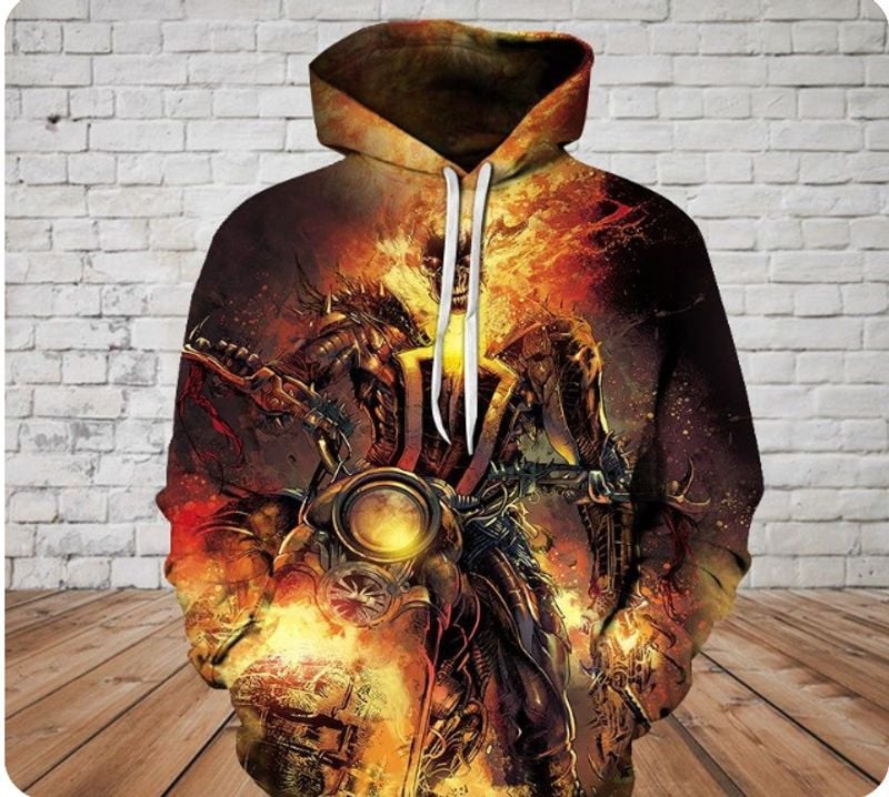 Bikergod Motorcycle Biker Skull Hoodie Design 3D Full Printed Sizes S - 5XL - NAAM92