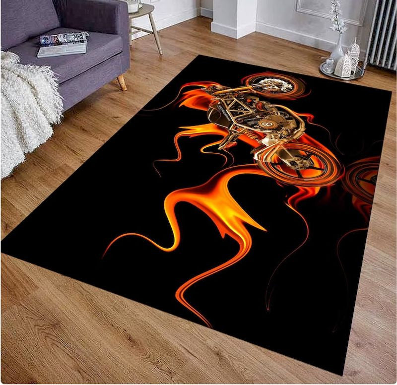 Bikergod Motorcycle Biker Rug Home Floor Decor NACA87