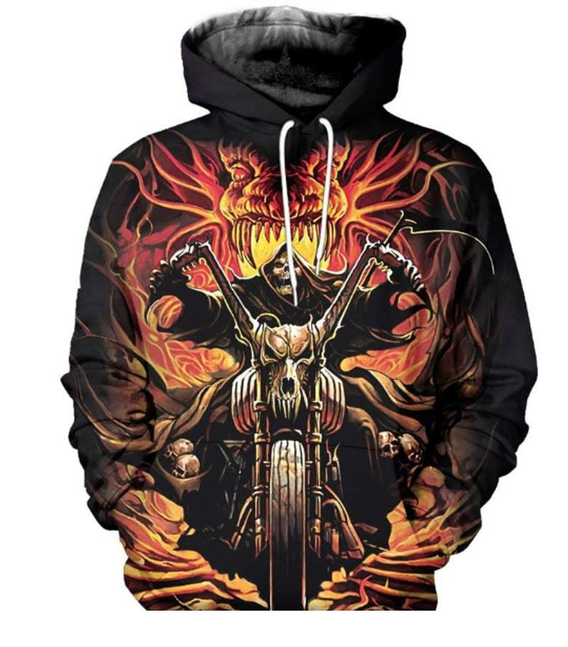 Bikergod Motorcycle Biker Skull Hoodie Design 3D Full Printed Sizes S - 5XL - NAAM95