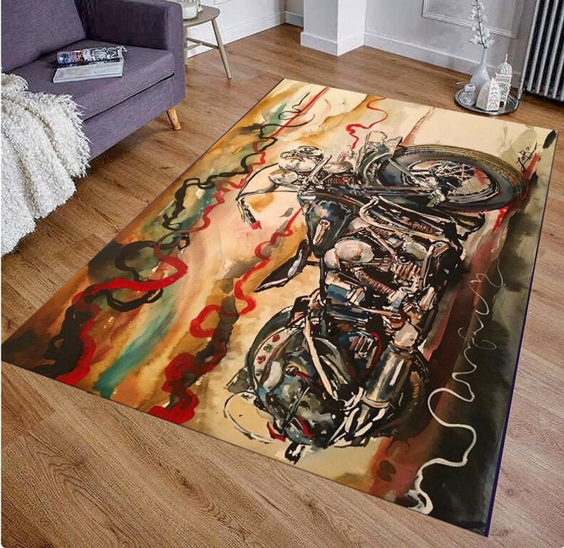 Bikergod Motorcycle Biker Rug Home Floor Decor NACA85