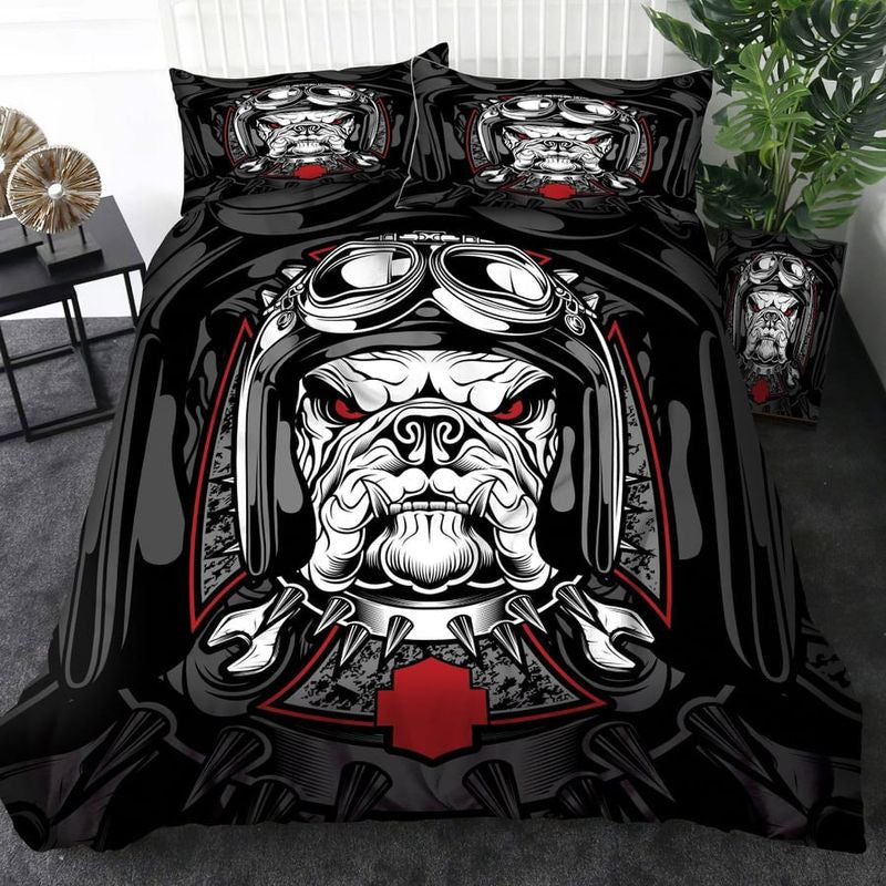 Bikergod Motorcycle Bulldog  Bedding Set Cover Design 3D - NAAH66