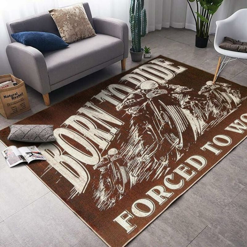 Bikergod Motorcycle Born To Ride Forced To Work Rug Home Floor Decor NADA156