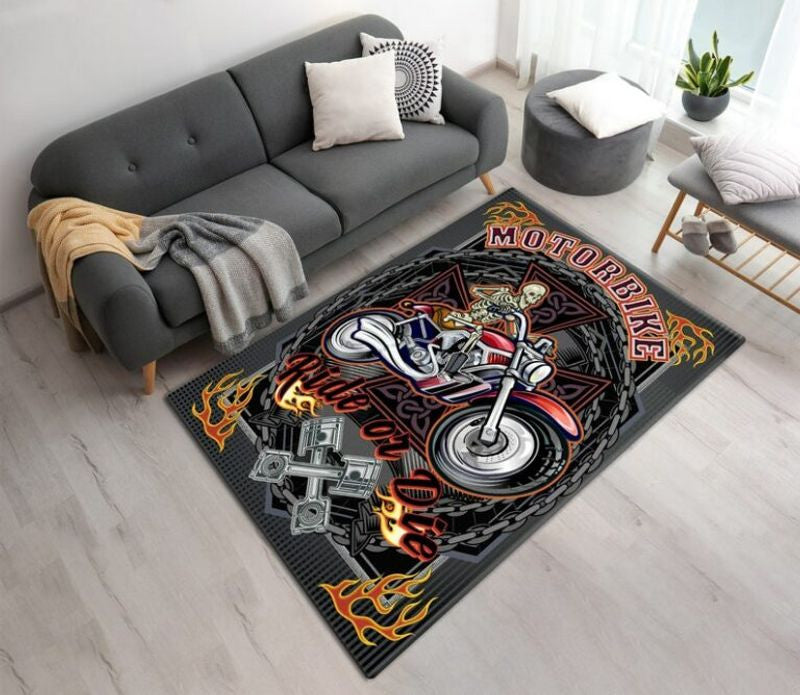 Bikergod Motorcycle Motorbike Rider Or Die Rug Home Floor Decor NADA164