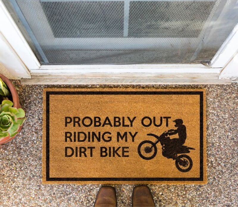 Bikergod Motorcycle Probably Out Riding My Dirt Bike Doormat NACA71