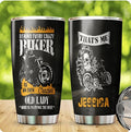 Bikergod Motorcycle Skull Biker Couple Crazy Biker Custom Name Stainless Steel 20 Oz Tumbler- NAAL219