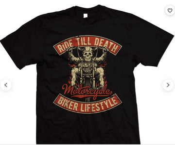 Bikergod Motorcycle Biker Lifestyles, Ride Till Death T-shirt Design 2D Full Printed Sizes S - 5XL - NAAH15