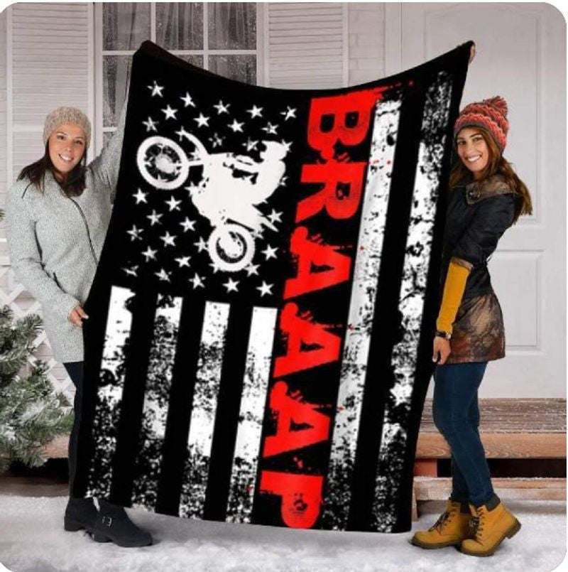 Bikergod Motorcycle Biker American Flag Blanket NAAH75