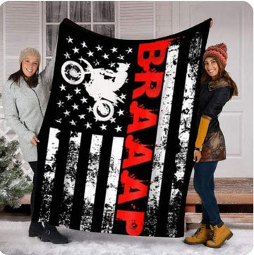 Bikergod Motorcycle Biker American Flag Blanket NAAH75