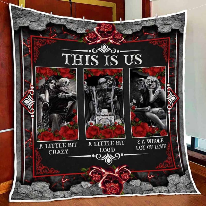 Bikergod Motorcycle Skull Couple This Is Us Blanket NAAH65