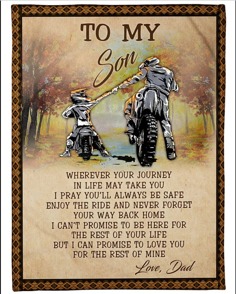 Bikergod Motorcycle To My Son From Dad Motorcycling Blanket NAAH84