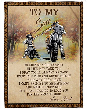 Bikergod Motorcycle To My Son From Dad Motorcycling Blanket NAAH84