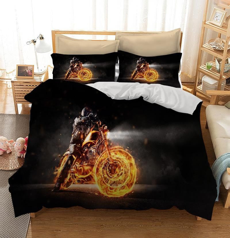 Bikergod Motorcycle Bedding Set Cover Design 3D - NAAH41