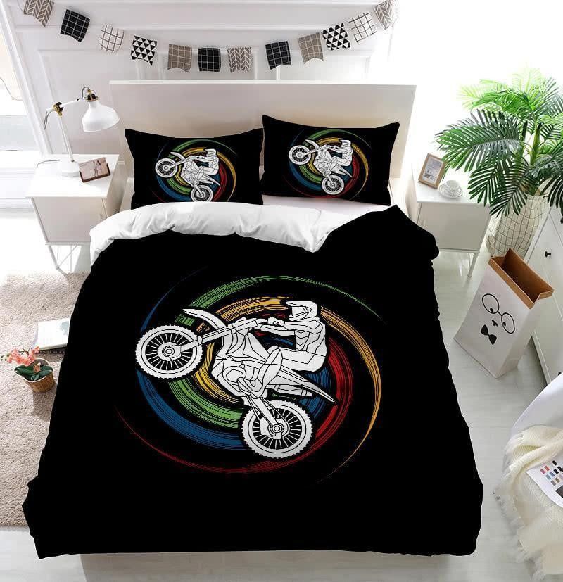 Bikergod Motorcycle Cross Jumping Bedding Set Cover Design 3D - NAAH42