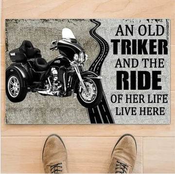 Bikergod Motorcycle An Old Trike And The Ride Doormat NACA70