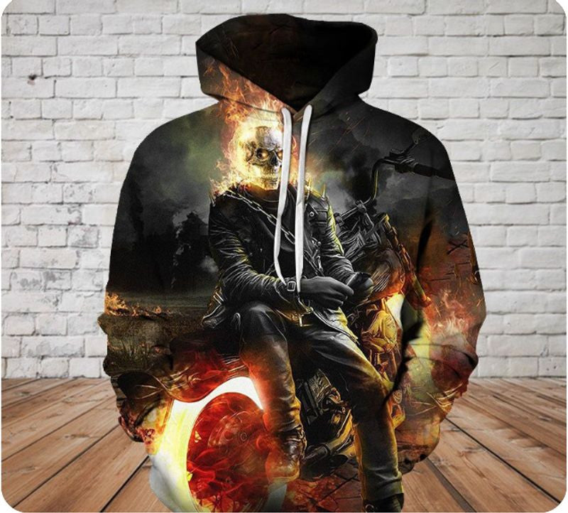 Bikergod Motorcycle Biker Skull Hoodie Design 3D Full Printed Sizes S - 5XL - NAAM98