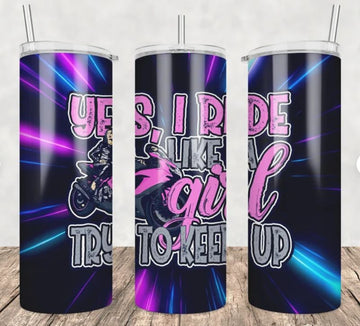 Bikergod Motorcycle Biker Girl I Ride Like A Girl Stainless Steel 20 Oz Straight Cup- NACA14