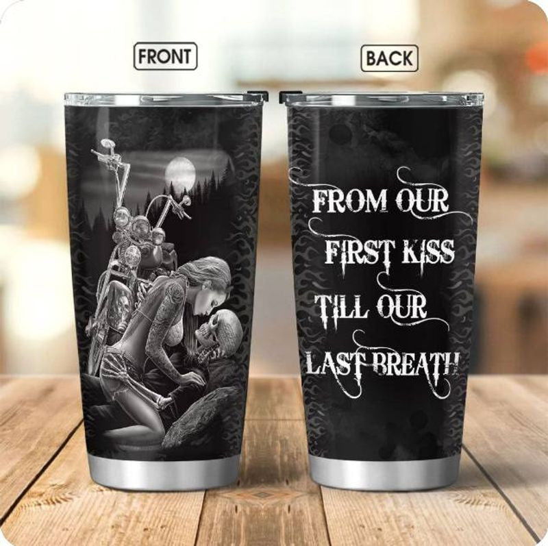 Bikergod Motorcycle Skull Couple Biker Stainless Steel 20 Oz Tumbler- NAAL227