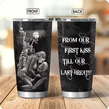 Bikergod Motorcycle Skull Couple Biker Stainless Steel 20 Oz Tumbler- NAAL227