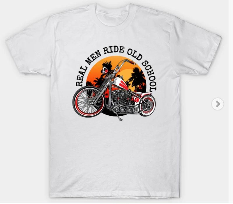 Bikergod Motorcycles Real men ride old school T-shirt Design 2D Full Printed Sizes S - 5XL - NABA194