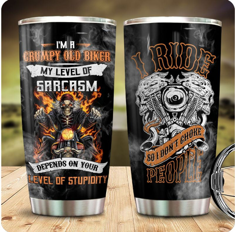 Bikergod Motorcycle Skull Biker Stainless Steel 20 Oz Tumbler- NAAL223