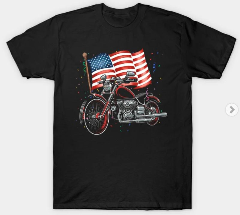 Bikergod Motorcycles Biker America Flag T-shirt Design 2D Full Printed Sizes S - 5XL - NABA169
