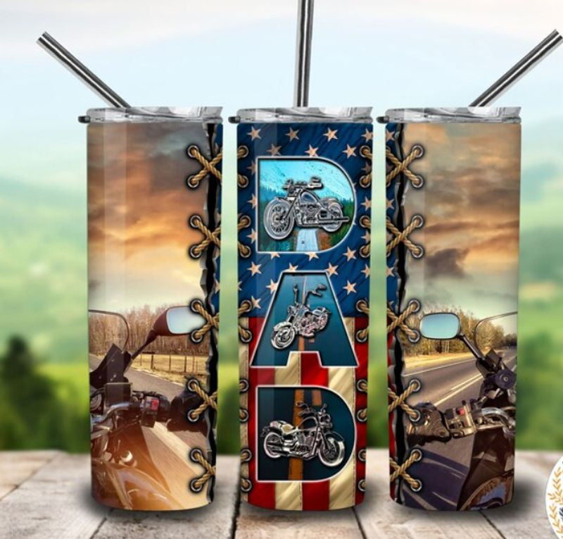 Bikergod Motorcycle Biker Dad Stainless Steel 20 Oz Straight Cup- NACA32