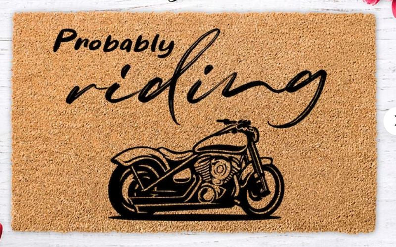 Bikergod Motorcycle Probably Out Riding Doormat NACA74